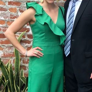 Green ruffle jumpsuit-M